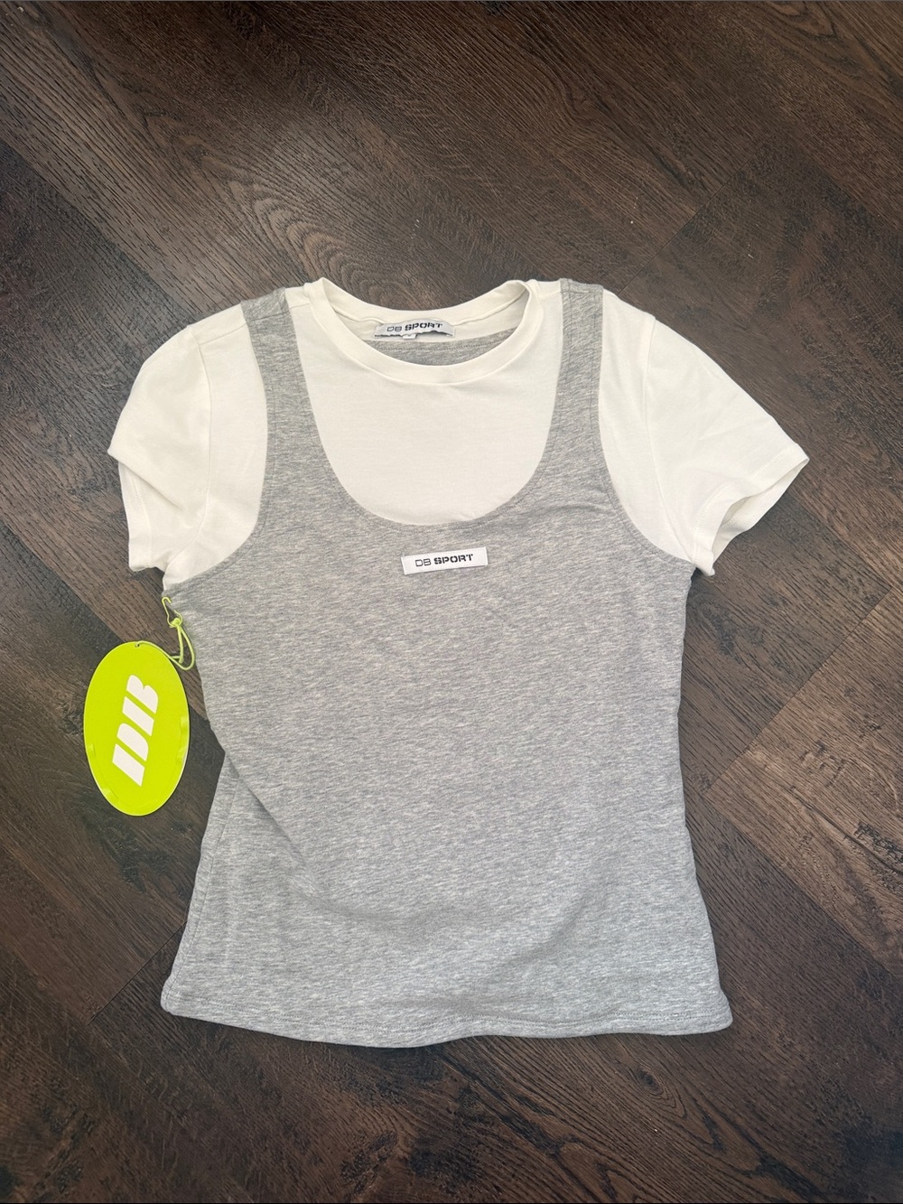 Dairy Boy Women's Layered Grey & White Tank Tee